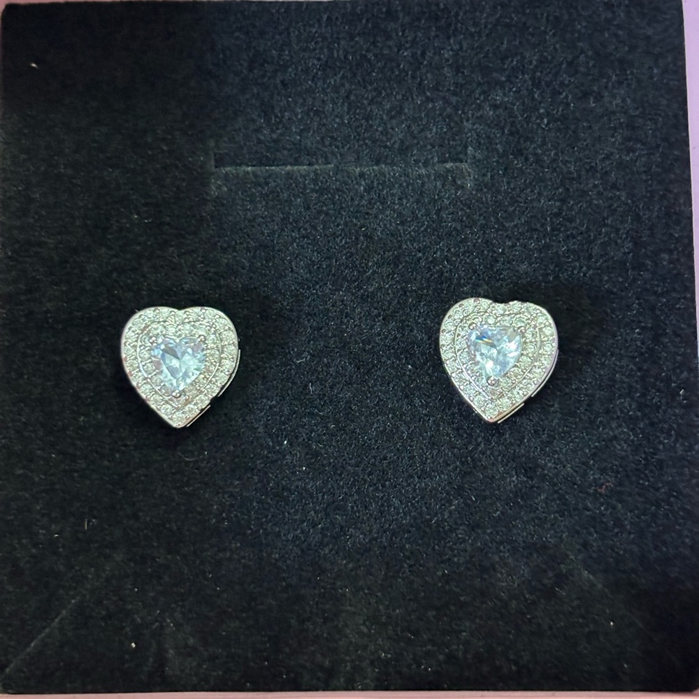 Elegant Silver Heart Stud Earrings
